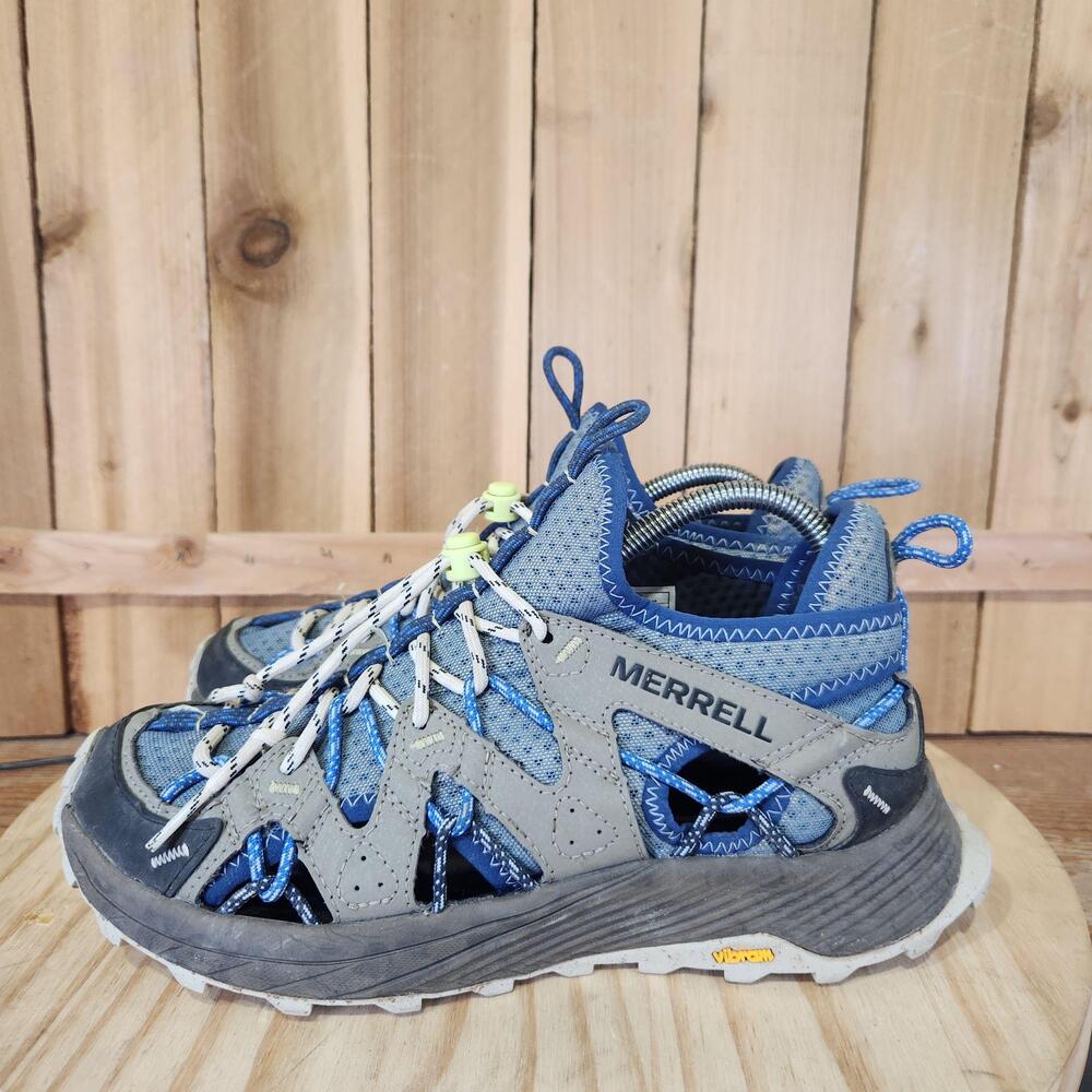 Merrell Moab Flight Sieve Hybrid Shoes Womens 8.5 Blue Mesh Hiking Trail Vibram
